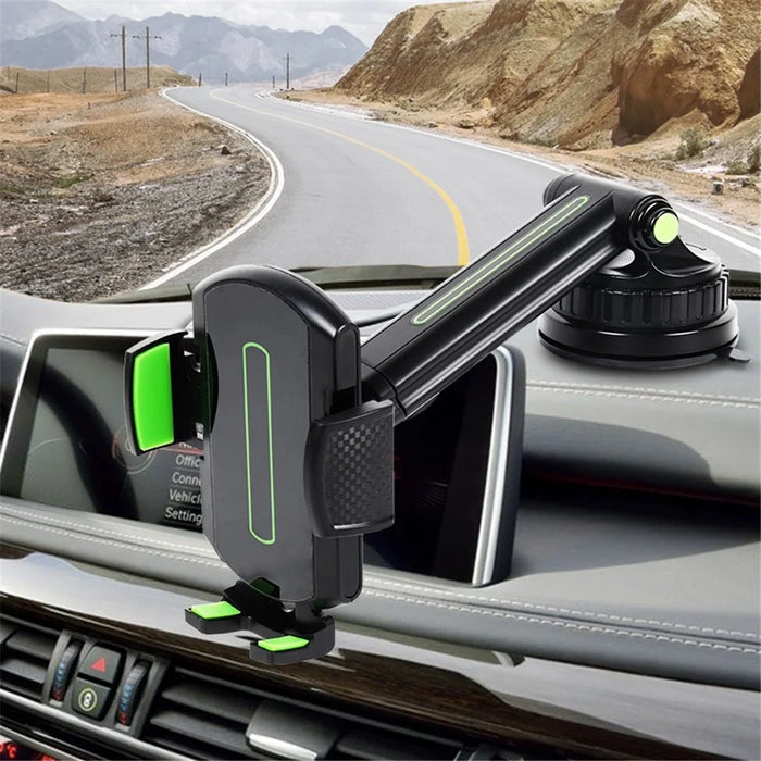 CST-03 Retractable Cell Phone Holder Suction Cup Long Arm Car Phone Mount for Car Dashboard Windshield Air Vent - Green - 2