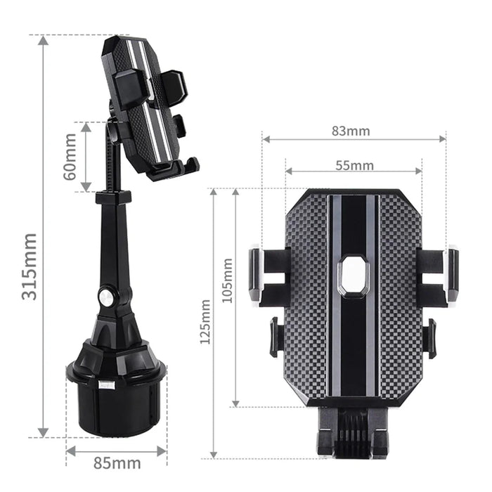 Car Cup Holder Phone Mount Adjustable Hands Free Cup Cell Phone Holder for 4.7-6.7 inch Phone - 6