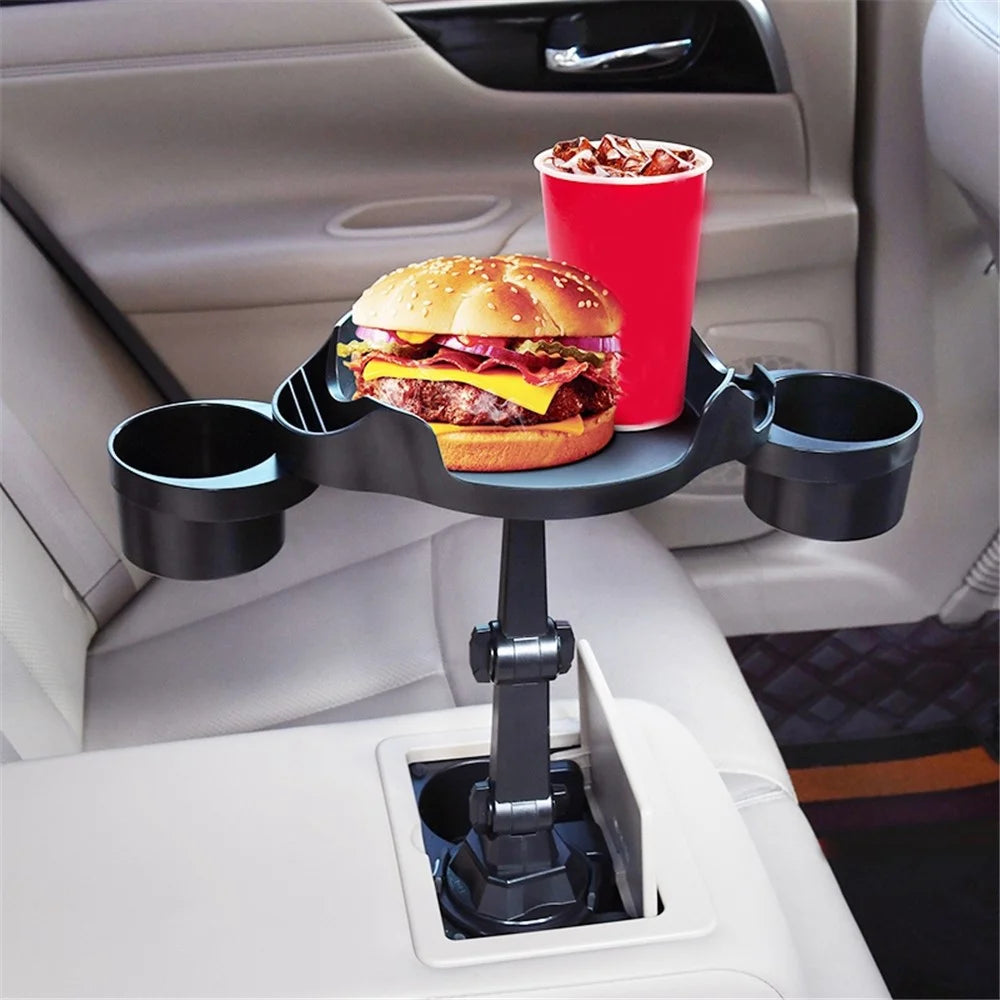 SC222 Multifunctional Long Arm Car Cup Holder Expander Food Drink Tray with Rotating Adjustable Base - 1