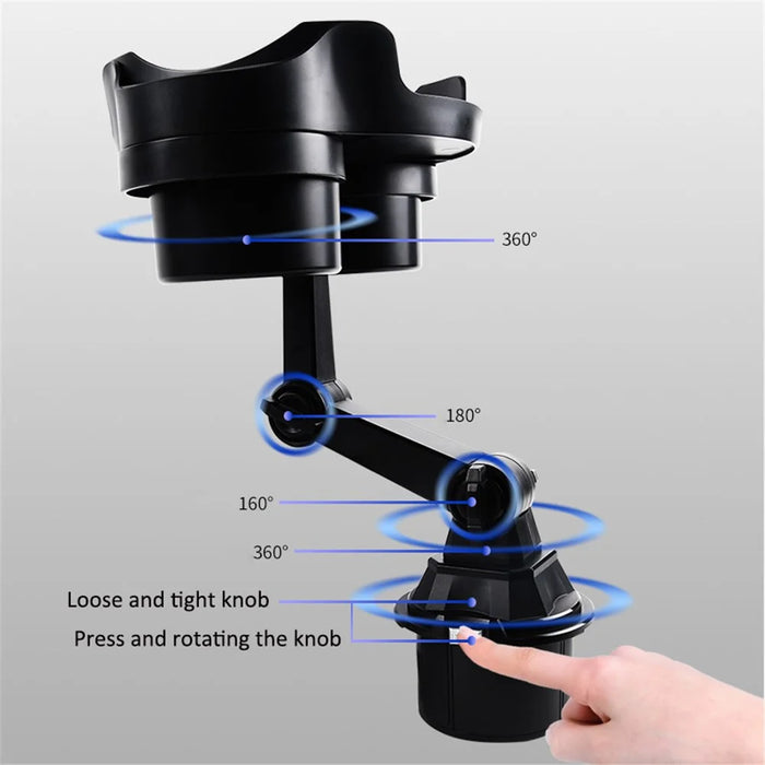 SC222 Multifunctional Long Arm Car Cup Holder Expander Food Drink Tray with Rotating Adjustable Base - 7