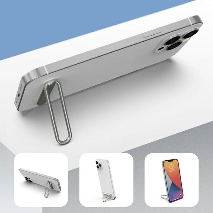 Cell Phone Mini Kickstand Vertical Horizontal Stand Adjustable Angle Zinc Alloy Phone Holder Compatible with iPhone Samsung Huawei Xiaomi - Grey - 7