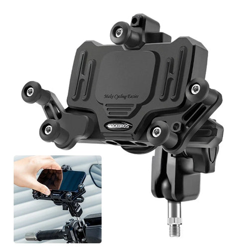 ROCKBROS Horizontal Type Motorcycle Electric Bike Phone Holder Rotatable Motorbike Phone GPS Mount Bracket - M10 Ball Head Style - 1
