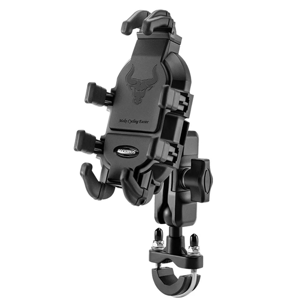 ROCKBROS Bull Head Pattern Motorcycle Electric Bike Bicycle Phone Stand Rotatable Phone Holder Mount Bracket - U-Shape Handlebar Mount - 2