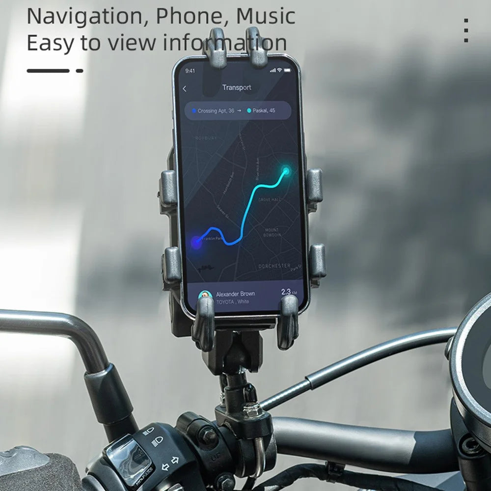 ROCKBROS Bull Head Pattern Motorcycle Electric Bike Bicycle Phone Stand Rotatable Phone Holder Mount Bracket - U-Shape Handlebar Mount - 5