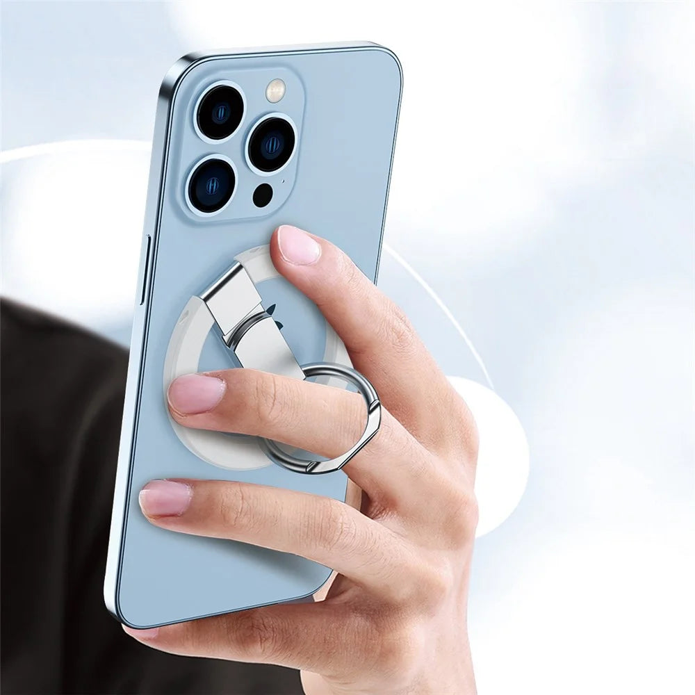Magnetic Absorption Ring Holder for iPhone 12 / 13 Series, Magnetic Finger Ring Grip Phone Kickstand Bracket - White - 2