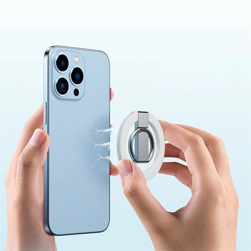 Magnetic Absorption Ring Holder for iPhone 12 / 13 Series, Magnetic Finger Ring Grip Phone Kickstand Bracket - White - 4