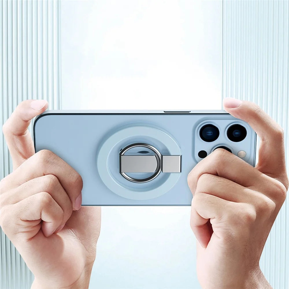 Magnetic Absorption Ring Holder for iPhone 12 / 13 Series, Magnetic Finger Ring Grip Phone Kickstand Bracket - White - 5