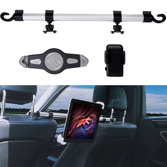 T26-2+C68+C82 Hexagonal Rod Car Back Seat Phone Tablet Holder Stand Headrest Mount Cellphone Tablet Bracket - 1