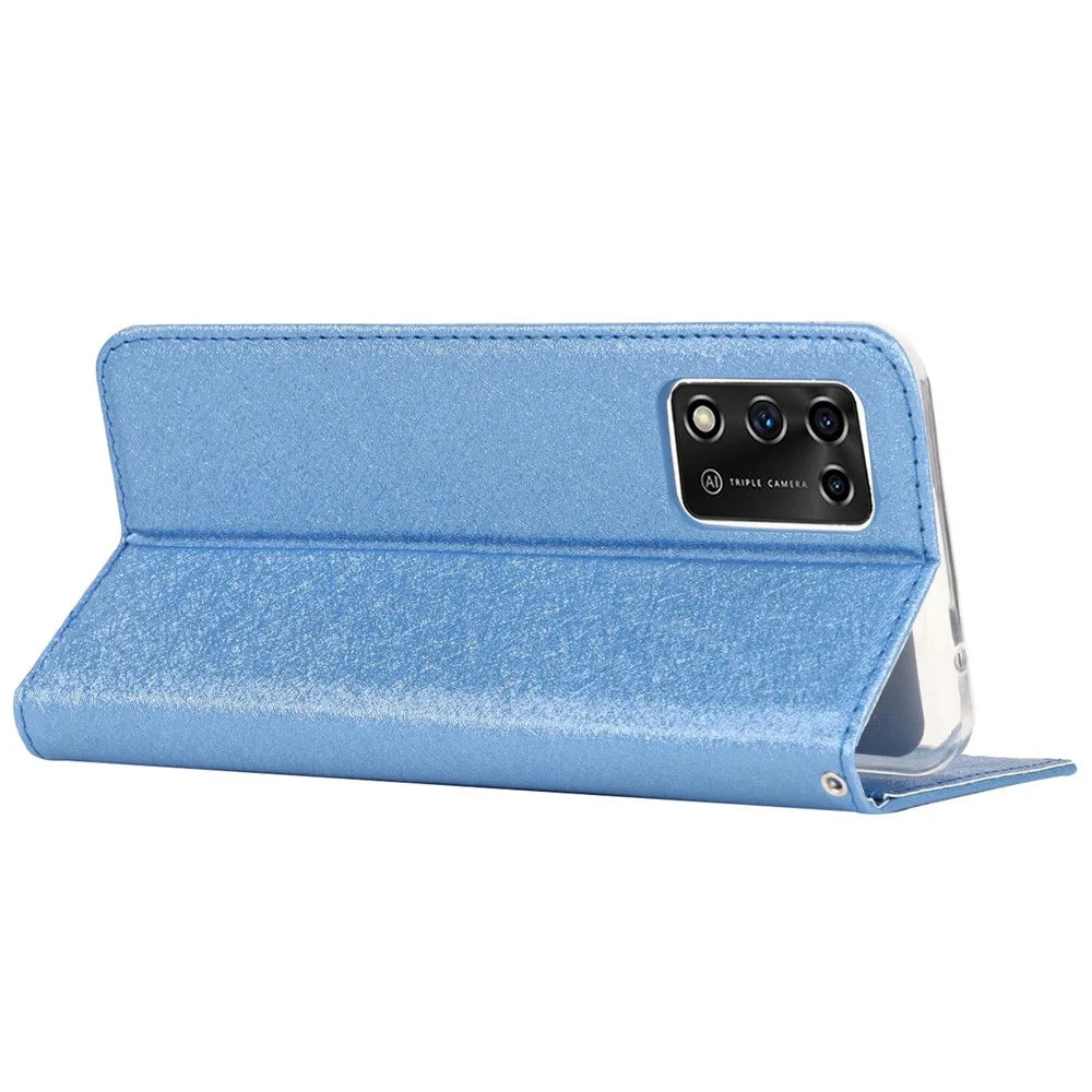 For ZTE Libero 5G II Anti-scratch PU Leather Silk Texture Phone Case Stand Wallet Full Protection Mobile Phone Cover with Strap - Blue - 4
