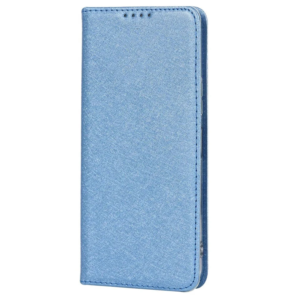 For ZTE Libero 5G II Anti-scratch PU Leather Silk Texture Phone Case Stand Wallet Full Protection Mobile Phone Cover with Strap - Blue - 7