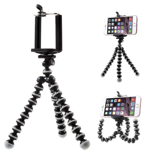 5122+T21 Flexible Octopus Stand Desktop Tripod with 5.5-8cm Mobile Phone Clip - 1
