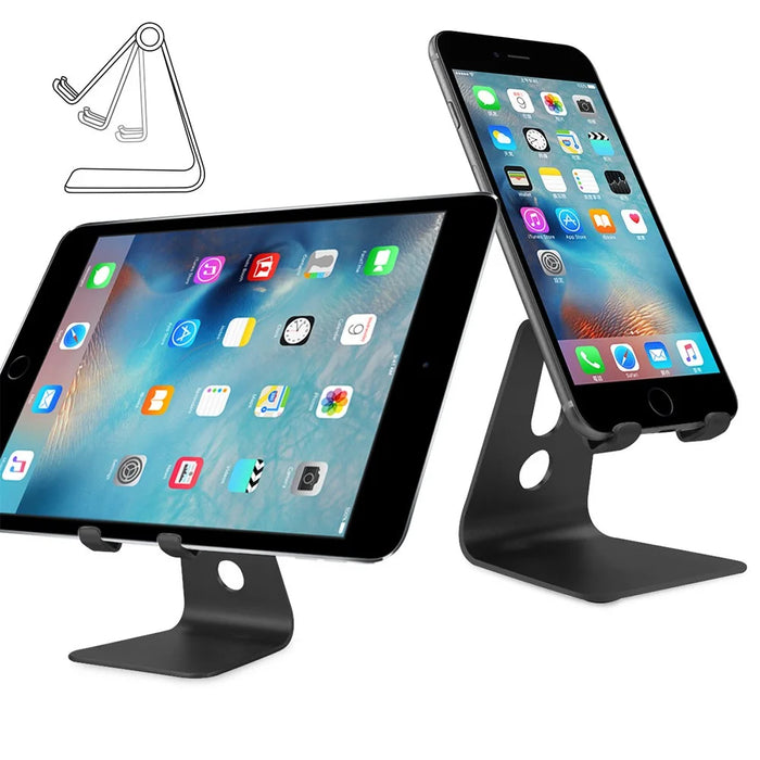 Rotary Metal Desktop Stand Holder for iPhone 6s/iPad Pro 9.7/Samsung S7 Etc - Black - 1