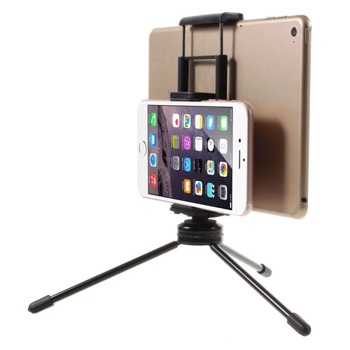 Multi-functional Mini Metal Tripod + Dual Clamps for iPhone iPad Samsung Smartphone Tablets  - Black - 1