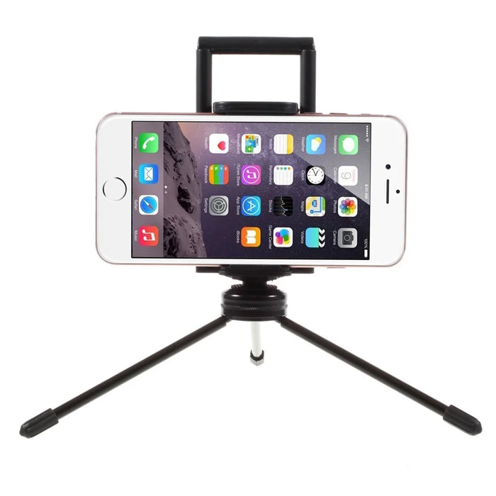 Multi-functional Mini Metal Tripod + Dual Clamps for iPhone iPad Samsung Smartphone Tablets  - Black - 2