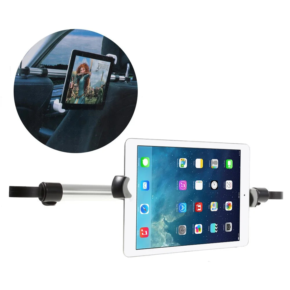 Full Rotary Car Headrest Mount Holder Lever for iPad Pro 12.9 Etc, Clamp Width: 240 x 410mm - 1