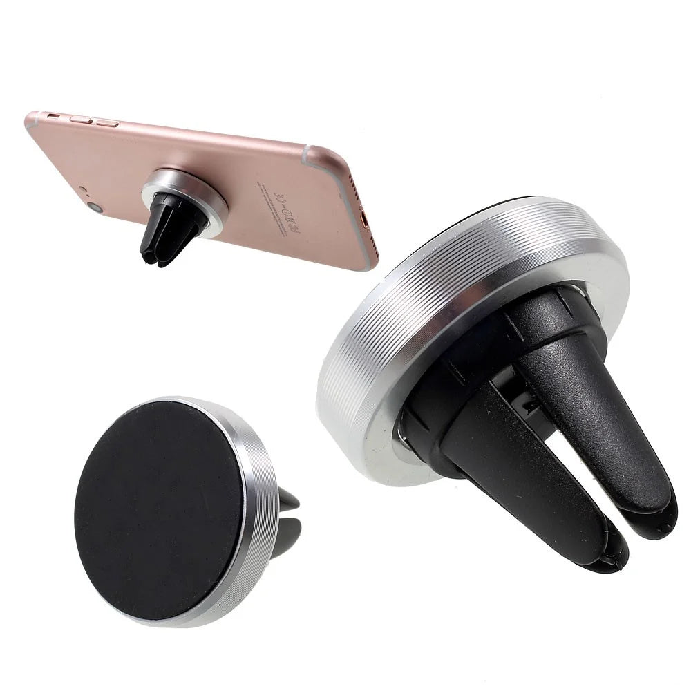 Universal Magnetic Car Air Vent Mount Holder for iPhone 7/ 7 Plus/ Samsung S7 Etc - Silver Color - 1