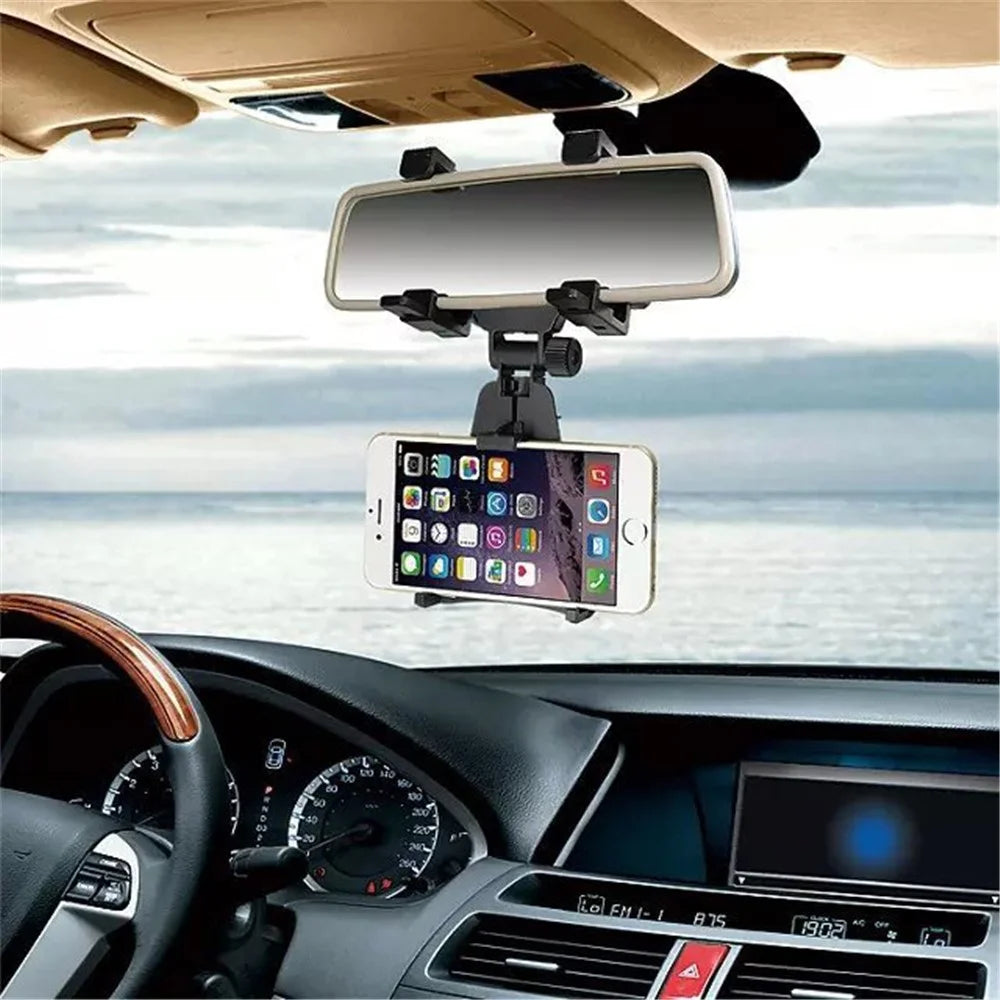 Car Rearview Mirror Mount Cradle Universal Holder for Cell Phone / GPS - Black - 1