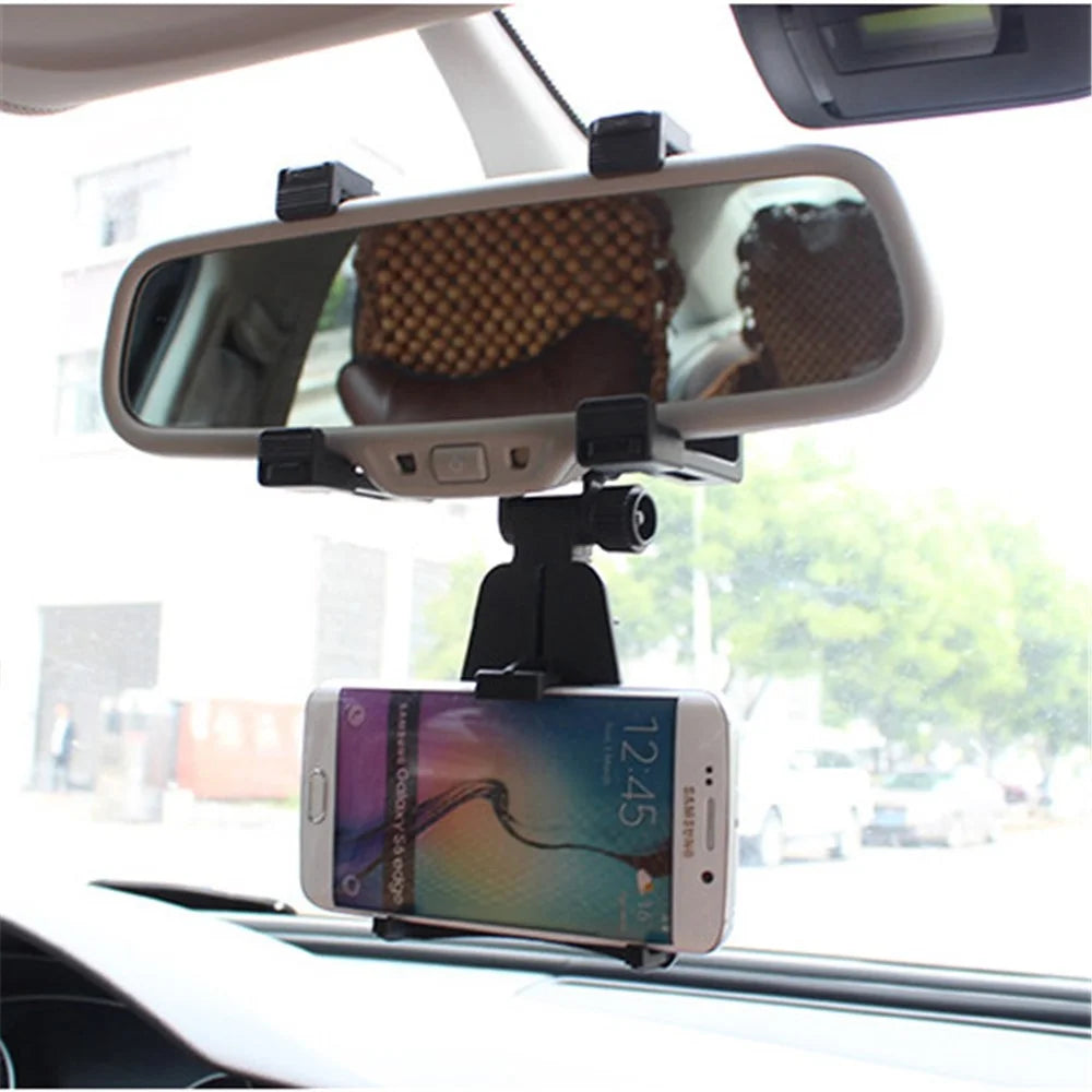 Car Rearview Mirror Mount Cradle Universal Holder for Cell Phone / GPS - Black - 3