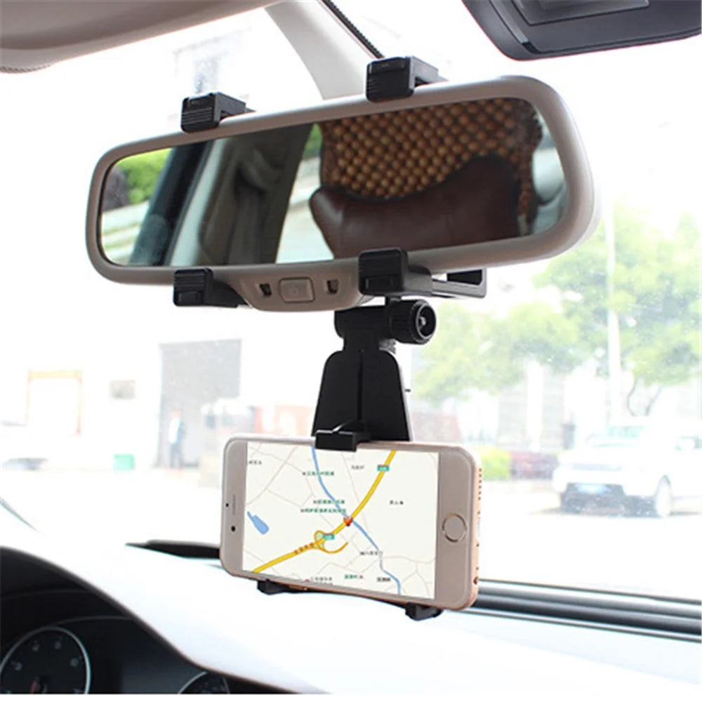 Car Rearview Mirror Mount Cradle Universal Holder for Cell Phone / GPS - Black - 4