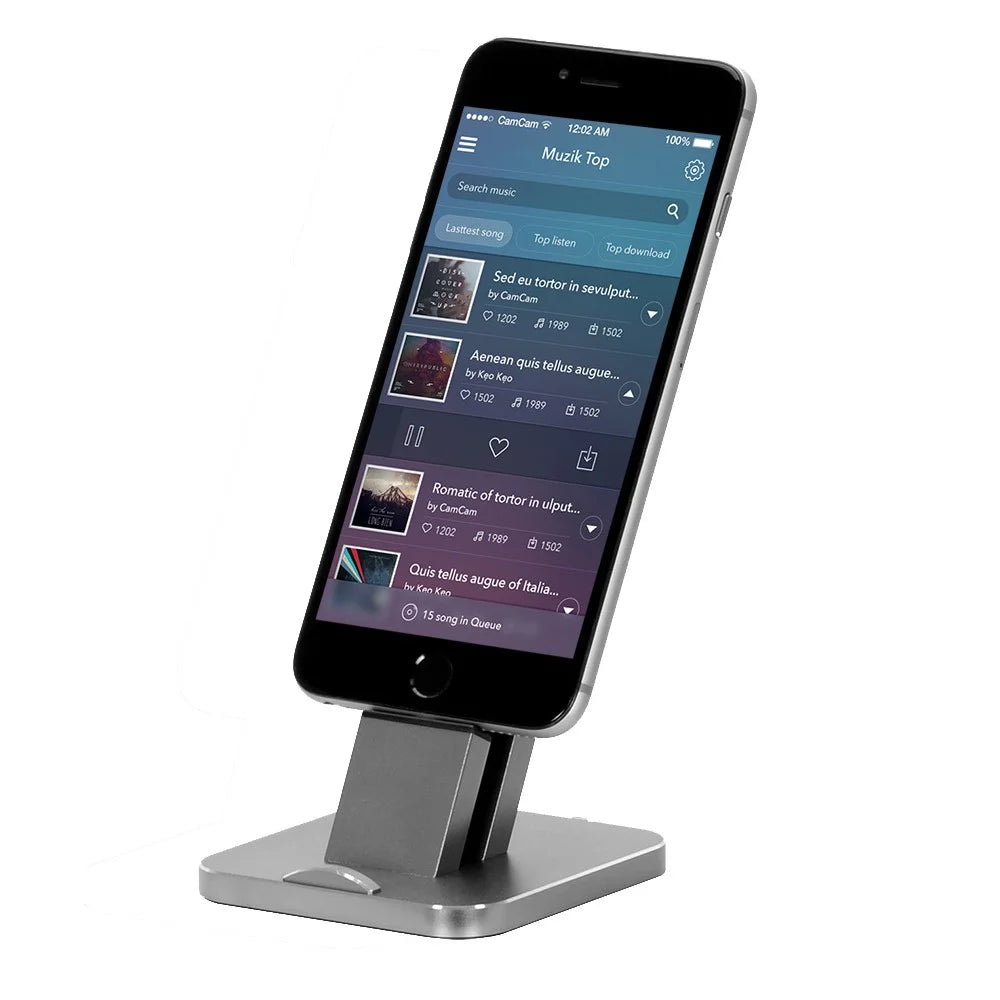 ZIKU WOJS-23 Aluminum Charging Dock Station Stand Holder for iPhone - Grey - 1