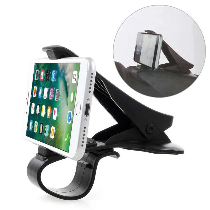 Cell Phone GPS Clip Holder Desk Car Mount for iPhone Samsung Sony Etc, Clip Width: 90mm - Black - 1