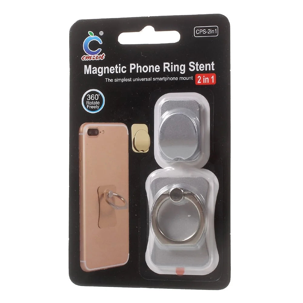 CMZWT Universal Finger Grip Ring Holder Phone Mount 360 Degree Rotary Metal Ring Bracket - Silver Color - 7