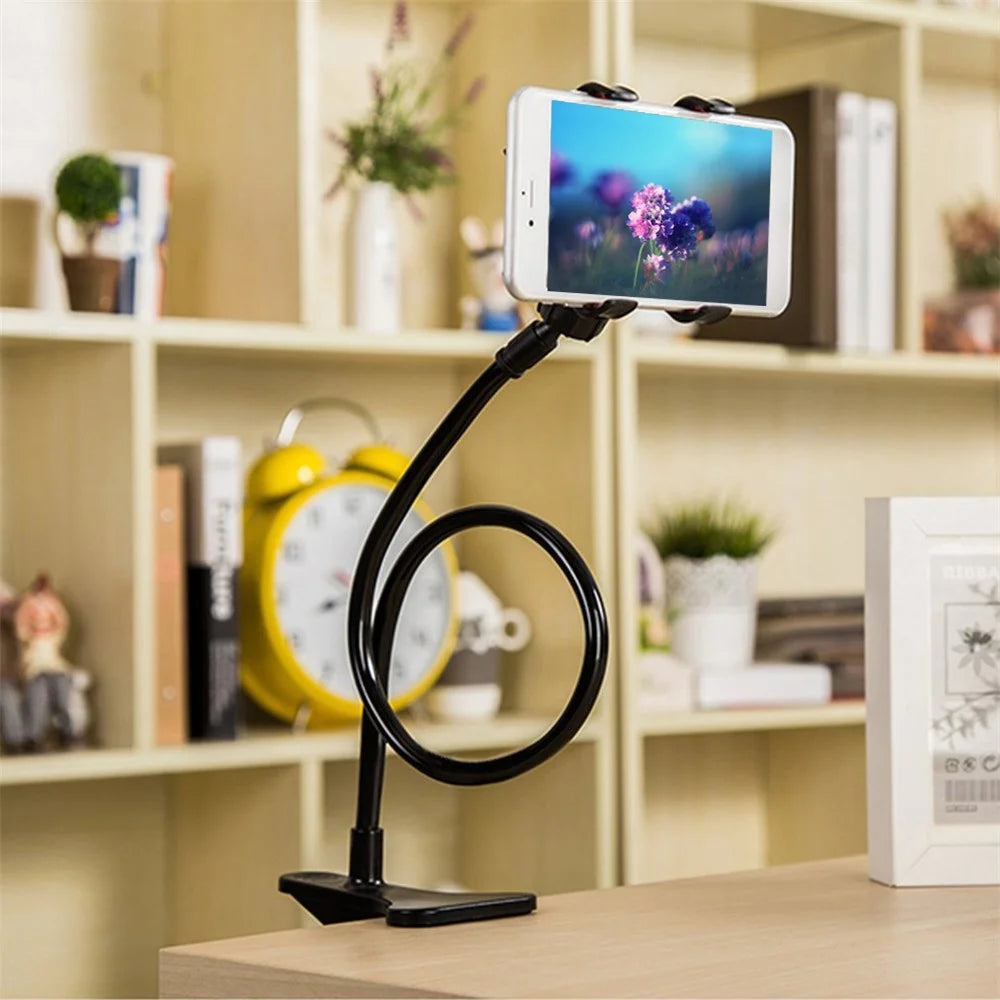 Universal Gooseneck Lazy Desktop Holder 360 Degree Rotating Mount Stand for Smartphone - Black - 1