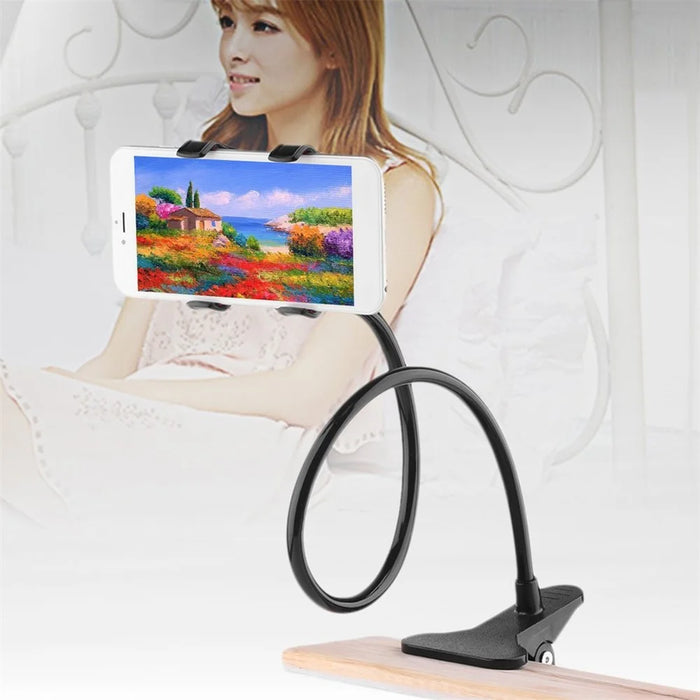 Universal Gooseneck Lazy Desktop Holder 360 Degree Rotating Mount Stand for Smartphone - Black - 4