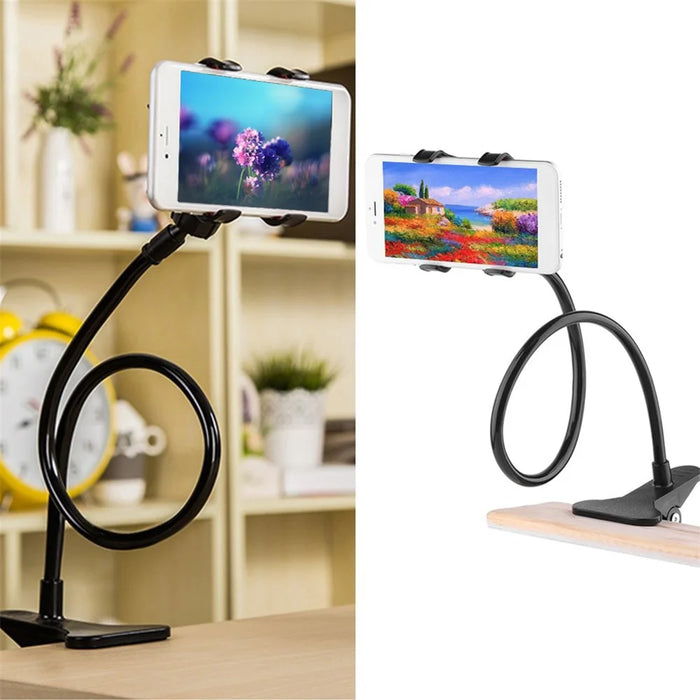 Universal Gooseneck Lazy Desktop Holder 360 Degree Rotating Mount Stand for Smartphone - Black - 5