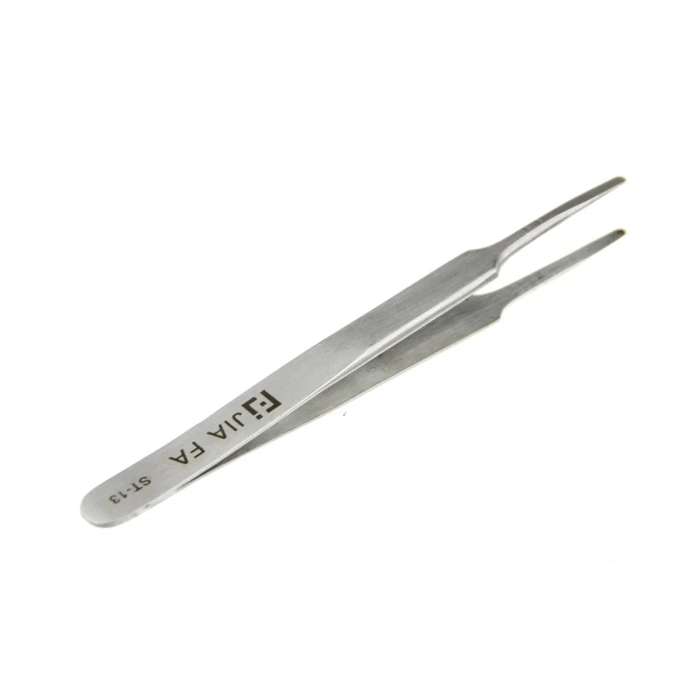 ST-13 High Strength Stainless Steel Flat Tipped Straight Tweezers Professional Tool - 2