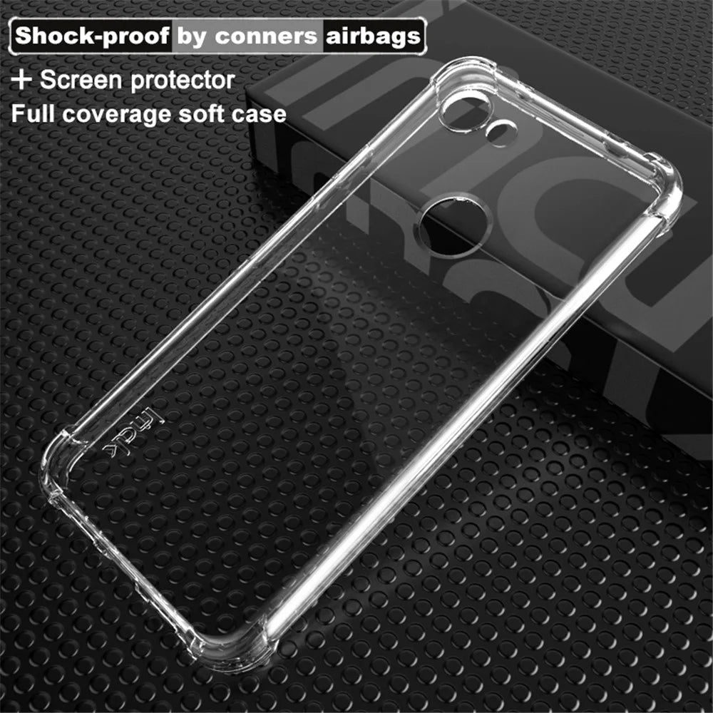 IMAK Silky Anti-drop Soft TPU Phone Cover + Screen Protector Film for Google Pixel 3a - Transparent - 2
