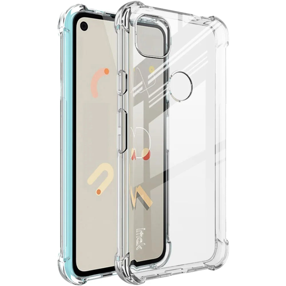 IMAK Silky Anti-Drop TPU Case + Screen Protector Film for Google Pixel 4a 4G - Transparent - 1