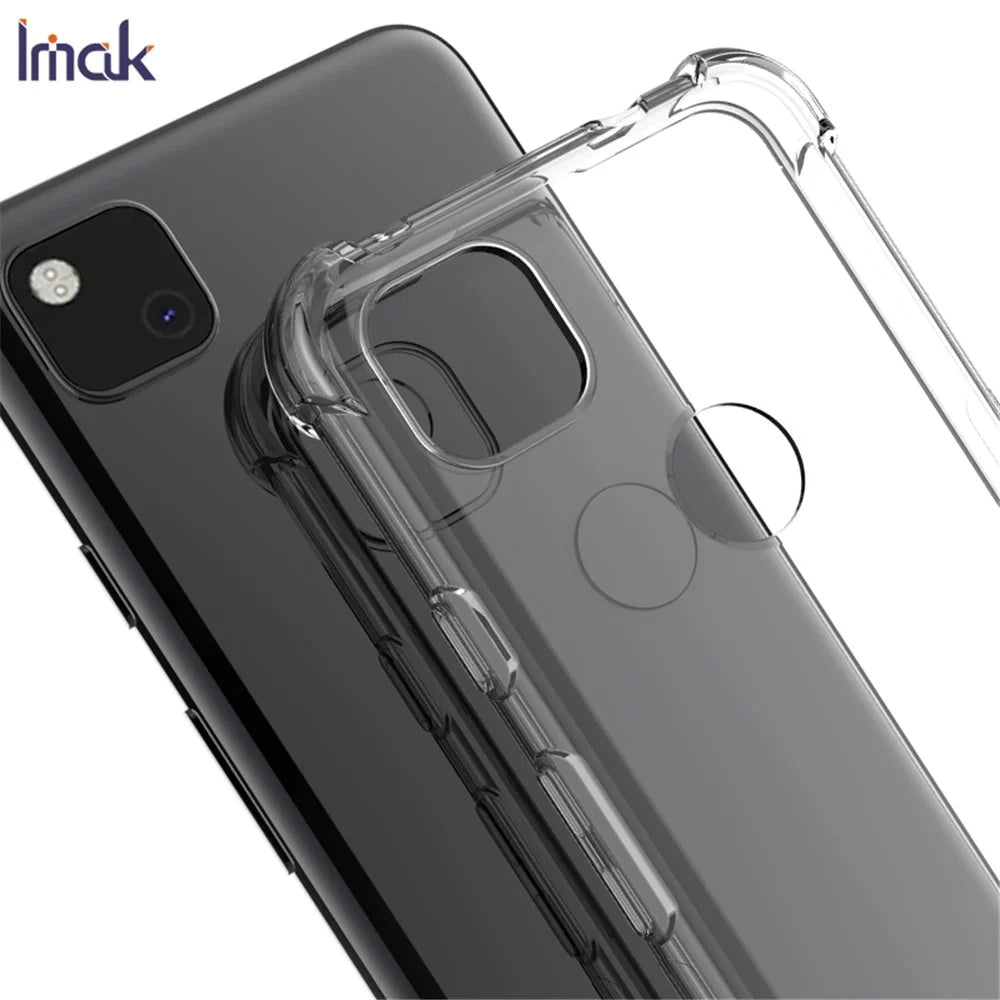 IMAK Silky Anti-Drop TPU Case + Screen Protector Film for Google Pixel 4a 4G - Transparent - 2