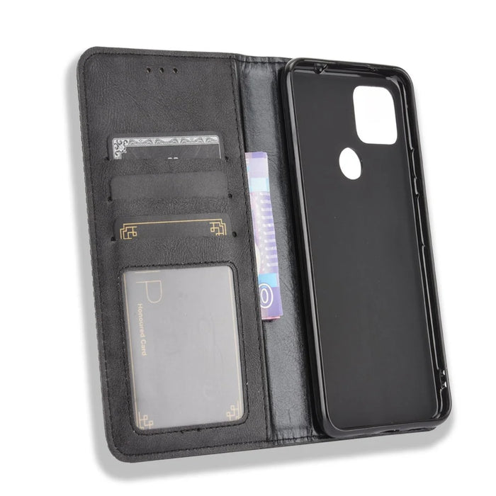Vintage Style Wallet Stand Leather Phone Cover for Google Pixel 4a 5G - Black - 4