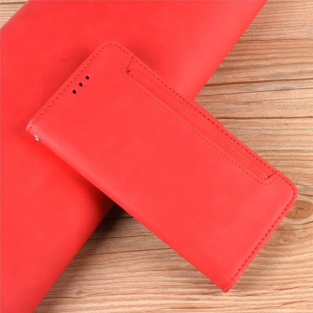 Protective Leather Case with Multiple Card Slots Phone Cover for Google Pixel 5 - Red - 5