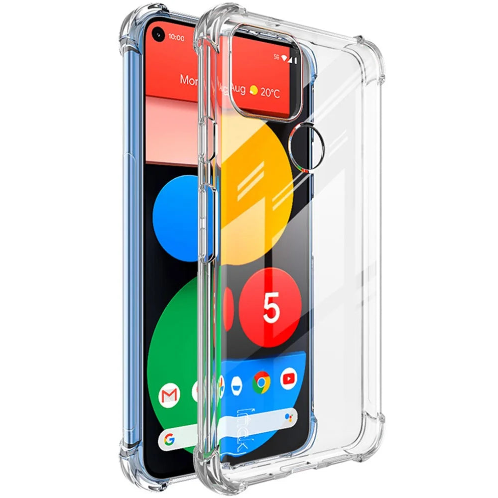 IMAK Shock-resistant TPU Back Case (Airbag Version) + Screen Protector Film for Google Pixel 5 - Transparent - 1