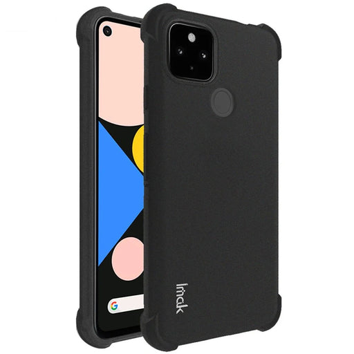 IMAK Shock Absorption Airbag TPU Case with Screen Protector Film for Google Pixel 5 - Matte Black - 1
