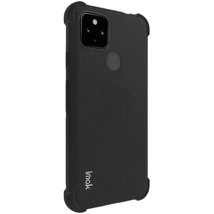 IMAK Shock Absorption Airbag TPU Case with Screen Protector Film for Google Pixel 5 - Matte Black - 3