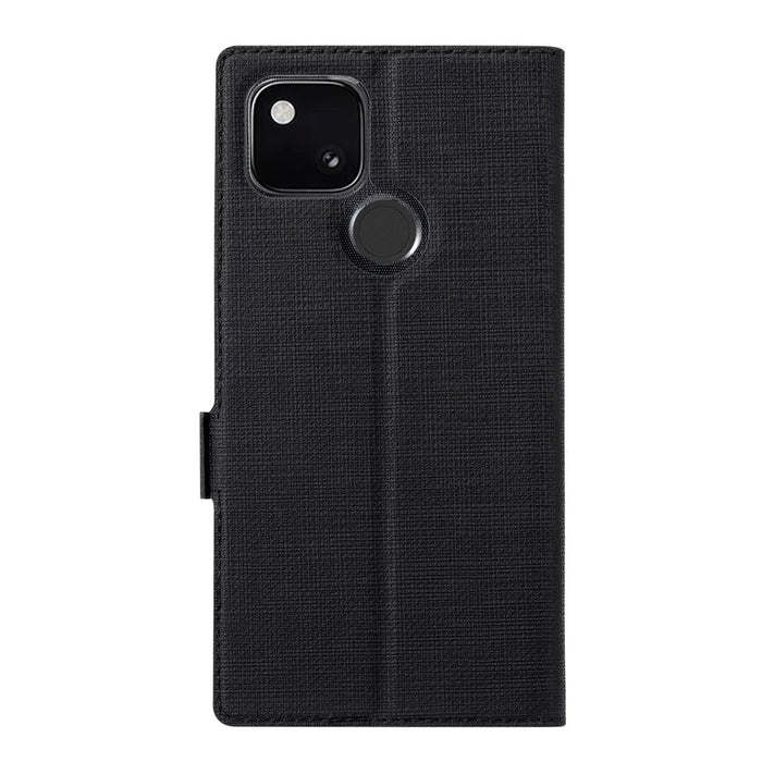 VILI K Series Cross Texture Leather Phone Wallet Stand Cover Case for Google Pixel 4a 5G - Black - 7