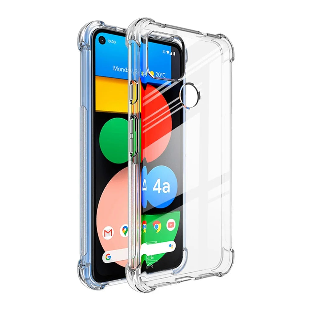 IMAK Four Corner Cushioned Full Protection TPU Soft Case + Ultra Clear Screen Protector for Google Pixel 5a 5G - Transparent - 1