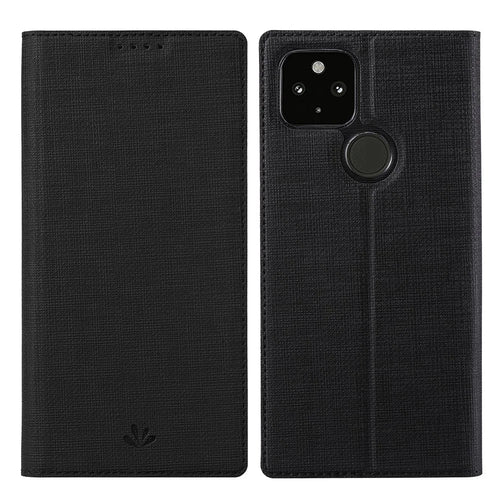 VILI DMX Series Stand Design Leather Phone Cover Case with Card Holder for Google Pixel 5a - Black - 1