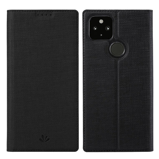 VILI DMX Series Stand Design Leather Phone Cover Case with Card Holder for Google Pixel 5a - Black - 1