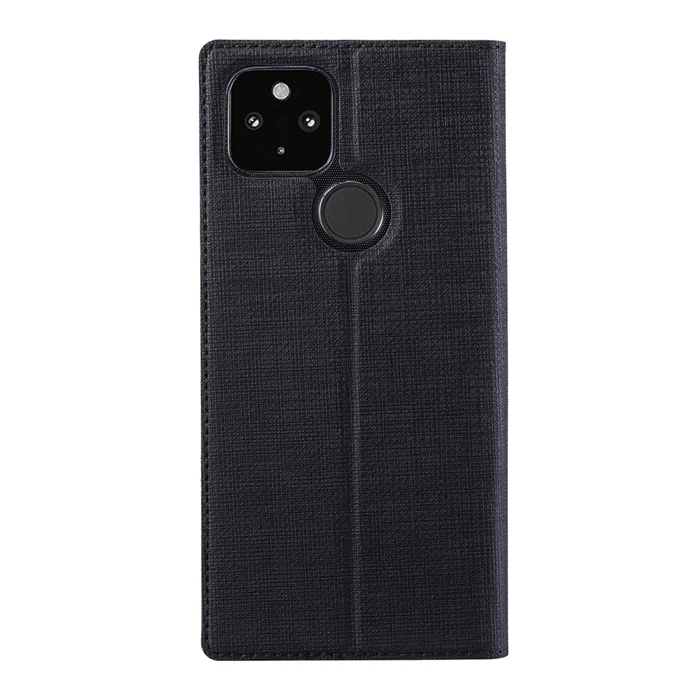 VILI DMX Series Stand Design Leather Phone Cover Case with Card Holder for Google Pixel 5a - Black - 3