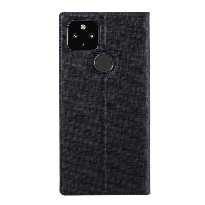 VILI DMX Series Stand Design Leather Phone Cover Case with Card Holder for Google Pixel 5a - Black - 3