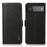 KHAZNEH For Google Pixel 6 Genuine Leather Case Litchi Texture Anti-theft Swiping Design Wallet Phone Protector with Stand - Black - 1