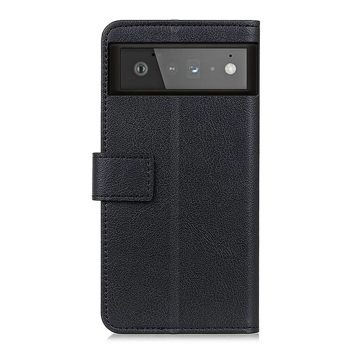 Drop-proof PU Leather Wallet Stand Case for Google Pixel 6 - Black - 3