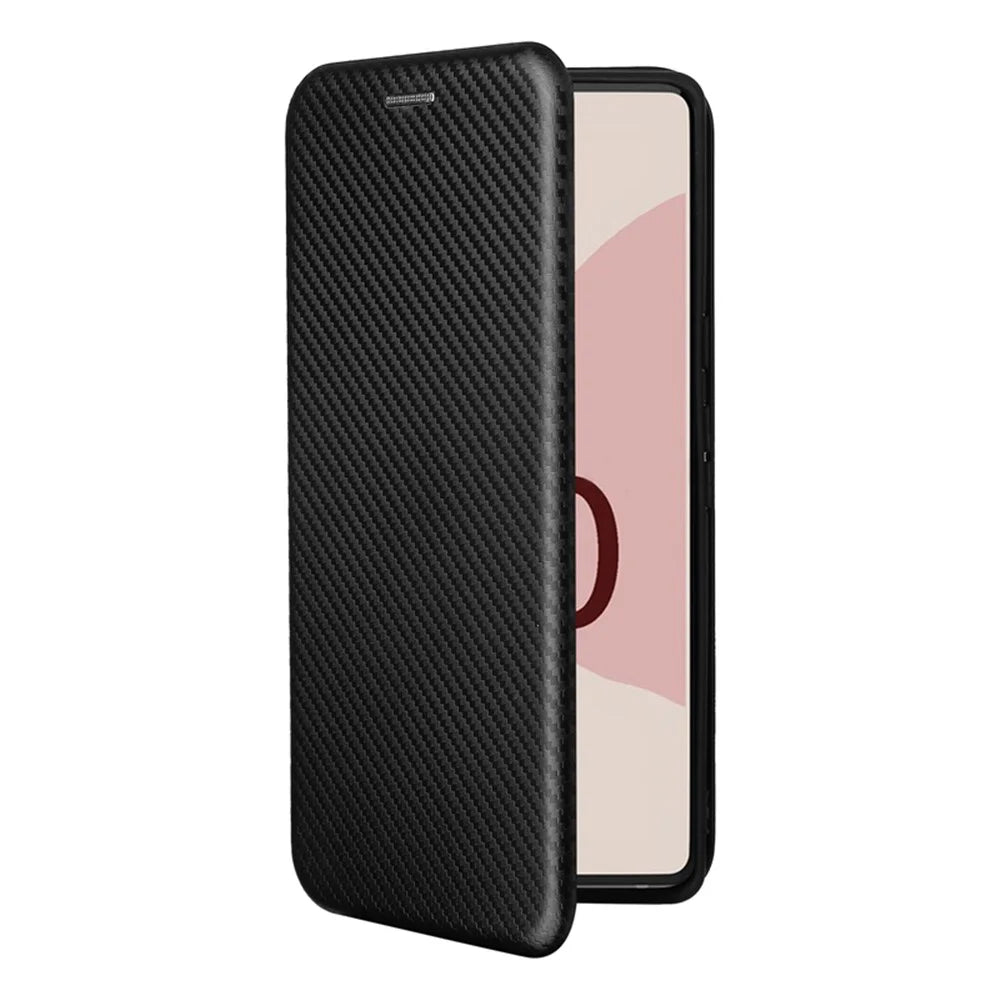 Auto-absorbed Leather Shell Carbon Fiber Texture with Card Slot and Ring Strap for Google Pixel 6 - Black - 7