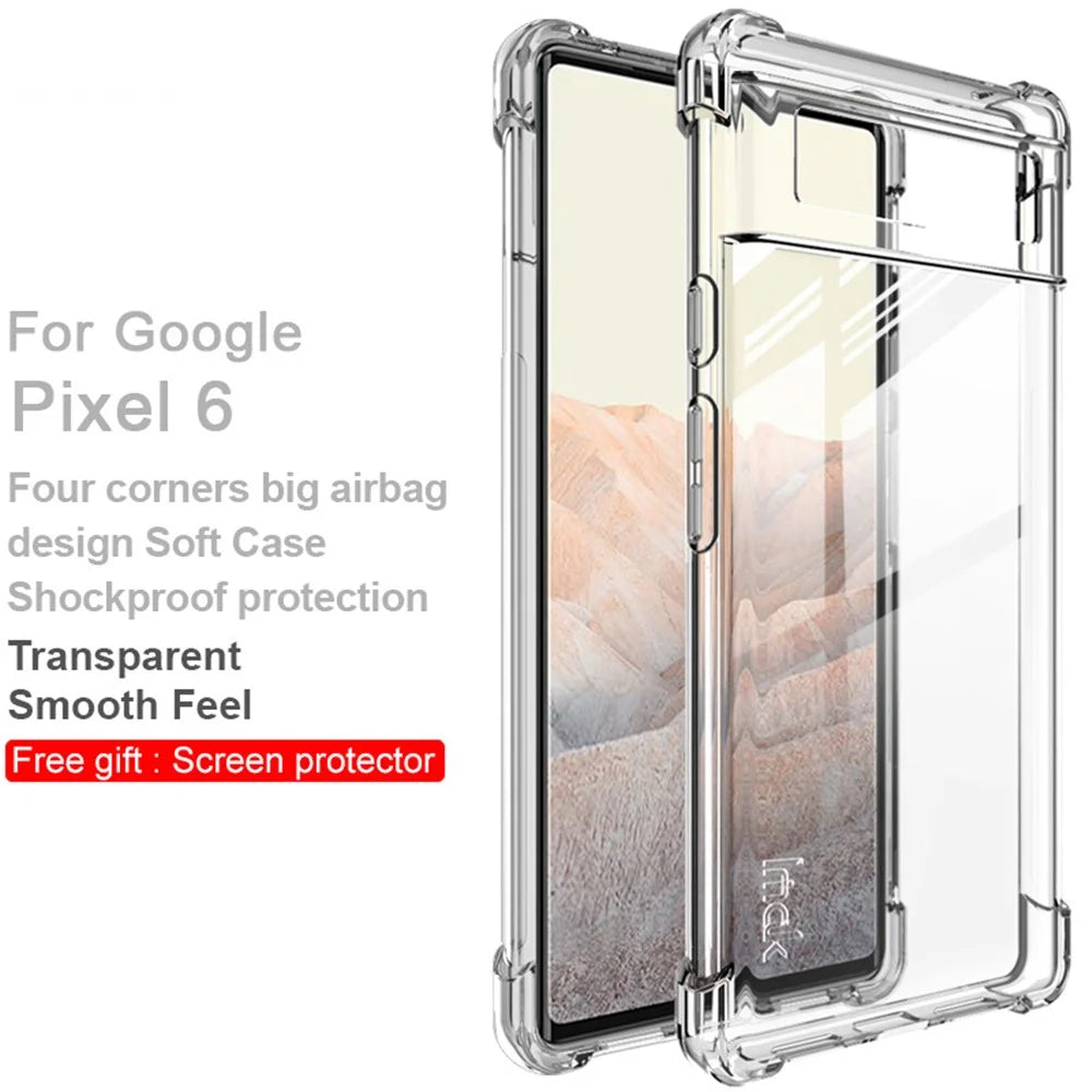 IMAK Full Coverage Flexible TPU Case Phone Protective Cover + Screen Protector for  Google Pixel 6 - Transparent - 2