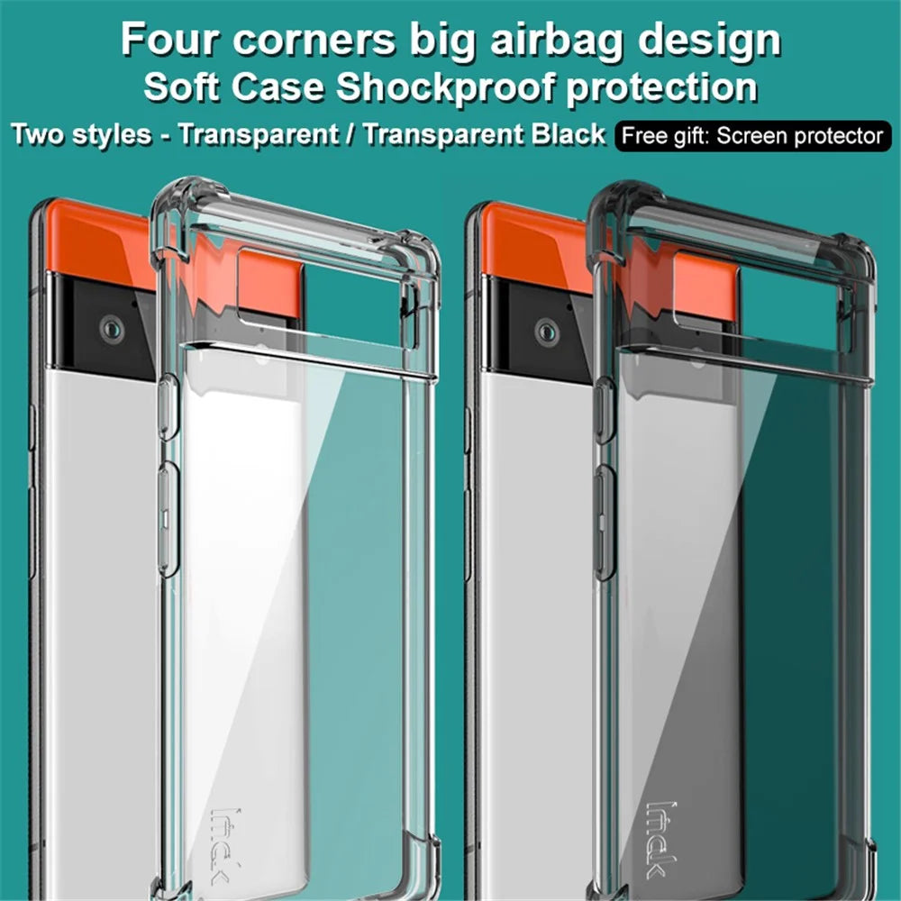IMAK Full Coverage Flexible TPU Case Phone Protective Cover + Screen Protector for  Google Pixel 6 - Transparent - 4
