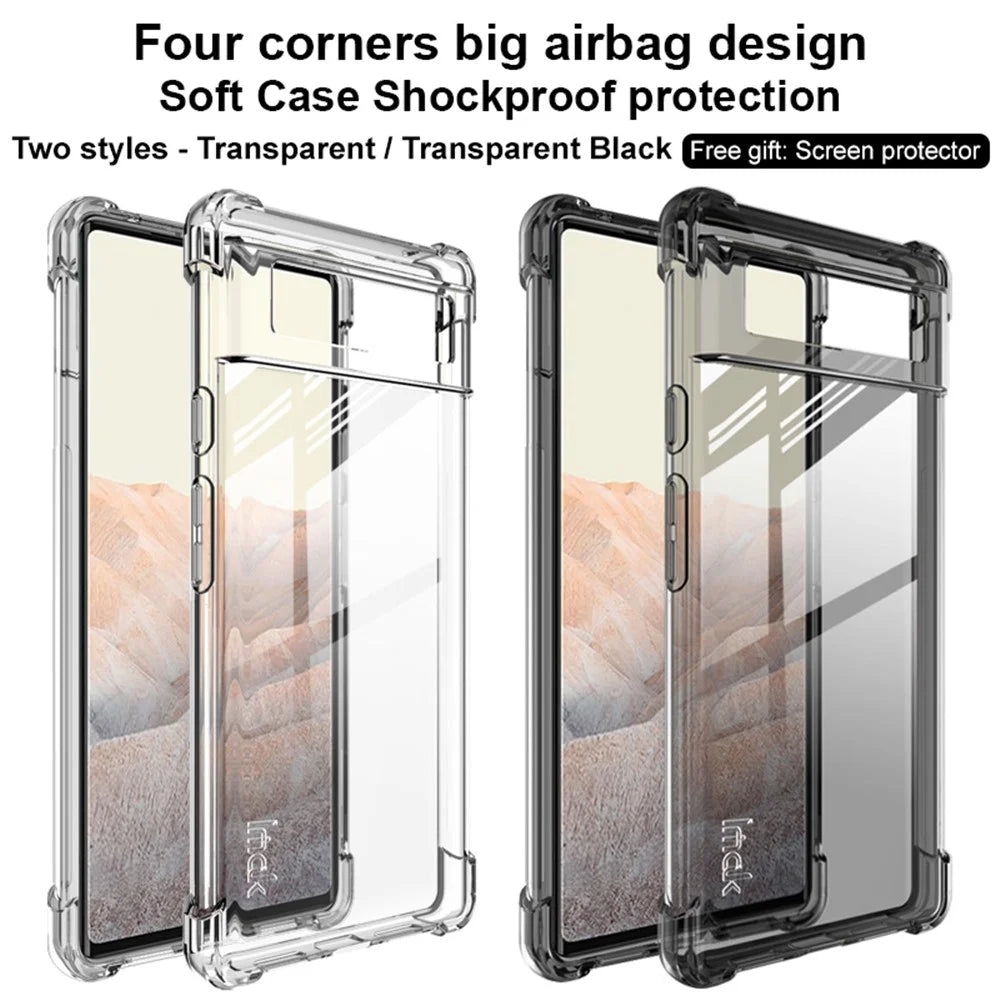 IMAK Full Coverage Flexible TPU Case Phone Protective Cover + Screen Protector for  Google Pixel 6 - Transparent - 5